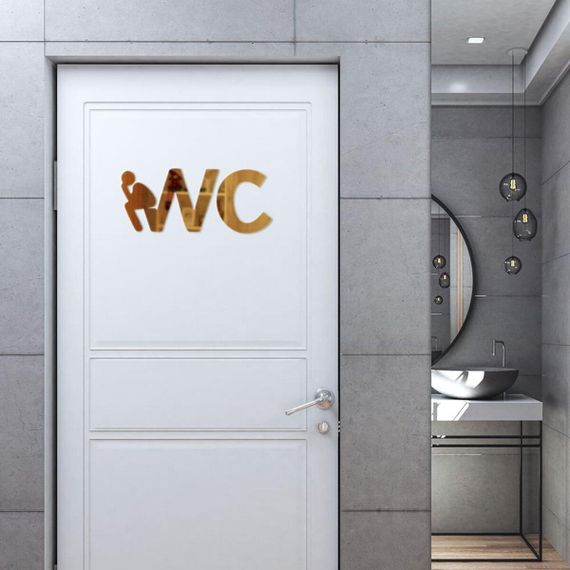 Дзеркальний декор акриловий самоклейний WC золото, 3 шт (D) SW-00002525 | Зображення 4