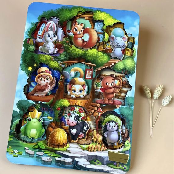 Дерев'яний пазл-вкладиш "Де чий будиночок на дереві?" Ubumblebees (ПСД172) PSD172 тришаровий | Зображення 5