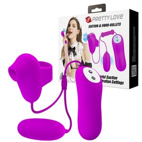 Віброяйце з кліторальним стимулятором - Pretty Love Suction & Vibro Bullets Purple sexstyle