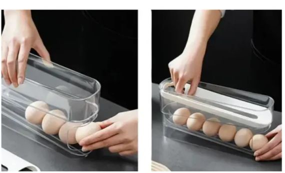 Подставка-органайзер для хранения яиц двухслойная с автоматическим качением | Зображення 3
