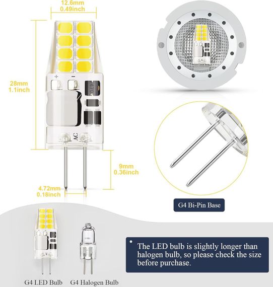 Світлодіодні лампочки DiCUNO G4, 2 Вт (еквівалент галогенної лампи 20 Вт), 260 лм, холодне біле світло 6000 К, | Зображення 4