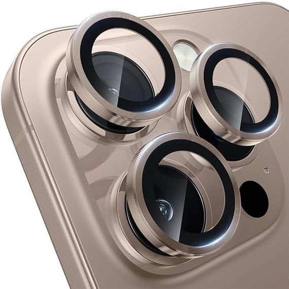 Захисне скло Metal Classic на камеру (у упак.) для Apple iPhone 16 Pro (6.3") / 16 Pro Max (6.9") Золотий / Desert Gold | Зображення 1