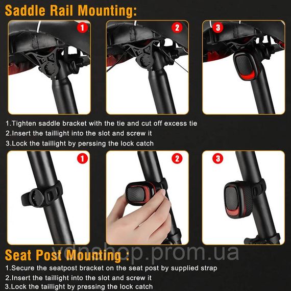 Велосипедний ліхтар задній габаритний A5P-LED, Велосипедний ліхтар із захистом від вологи MH-54 | Зображення 5