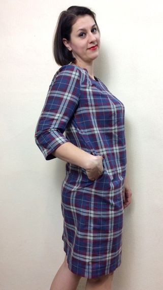 Картате плаття з кишенями П246 | Зображення 2