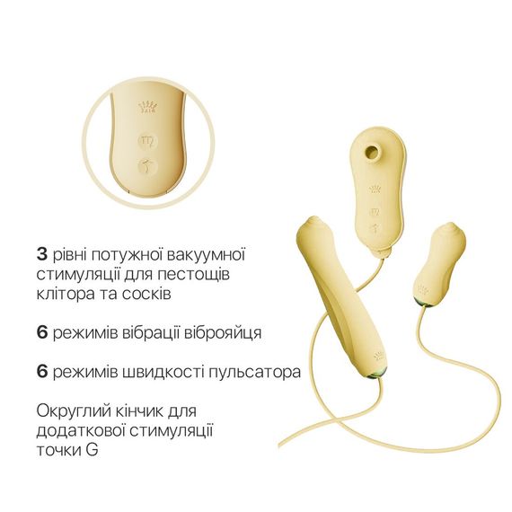 Набір 3в1 Zalo – UNICORN Set Yellow, віброяйце, пульсатор, вакуумний стимулятор | Зображення 3