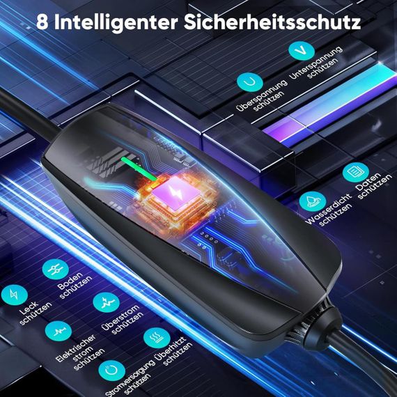 Зарядка для электромобиля Type 2 3.6 кВт, 6 м 8-16A с Wi-Fi Bluetooth с отложенным запуском, зарядная станция | Зображення 6