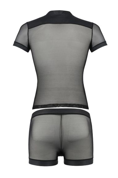 Комплект сітчастої чоловічої білизни Passion 052 SET MICHAEL 2XL/3XL black сорочка, боксери заклепки Sex Aura | Зображення 3