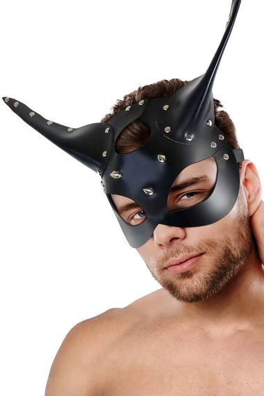 Шкіряна маска люцифера Art of Sex Lucifer Чорна One Size