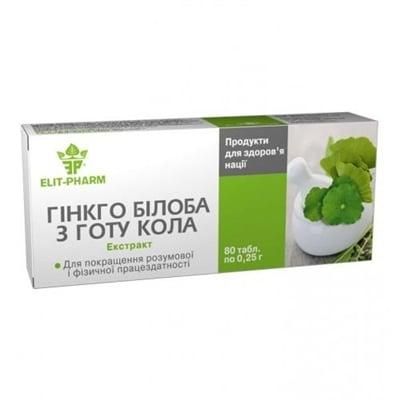 Гінкго білоба + Готу Кола таблетки 250мг. №80