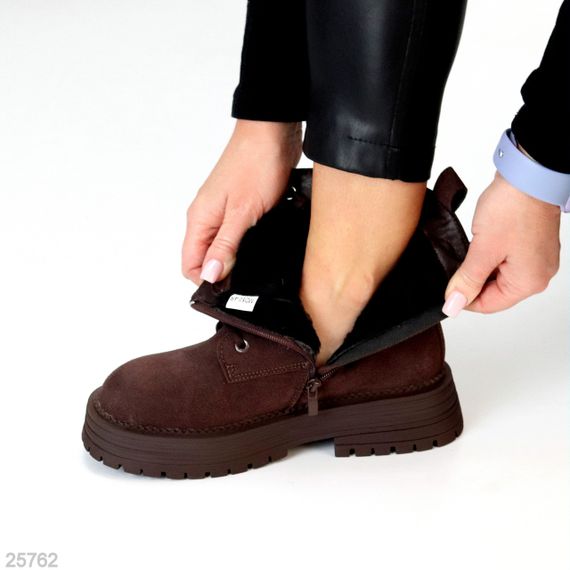 Повсякденні шоколадні зимові черевики берці натуральна замша доступна ціна | Зображення 1