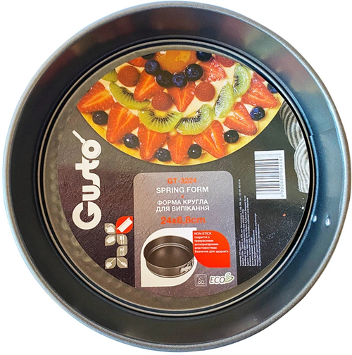 Форма круглая для выпечки Gusto GT-3224 24x6,8 см разъемная форма со съемным дном и антипригарным покрытием Черный | Зображення 2