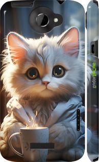 Чохол на HTC One X+ Білий кіт "5646c-69-2448"