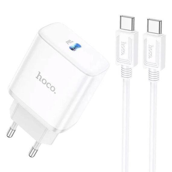 МЗП Hoco C104A PD20W (1USB-C) + кабель Type-C to Type-C White