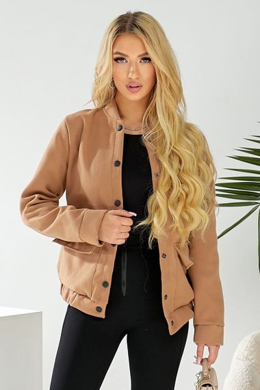 Бомбер женский искусственный кашемир, цвет темно-бежевый, 257R325