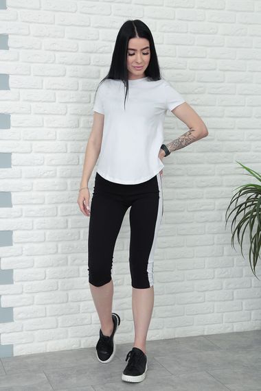 Женский летний костюм с бриджами и футболкой Gf7928 цвет белый, размер 42/44 | Зображення 3