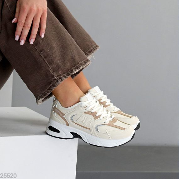 Повседневные модельные бежевые зимние кроссовки доступная цена | Зображення 1