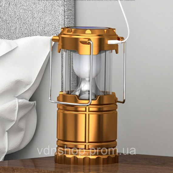 Ліхтар кемпінговий світлодіодний 36 Вт з USB зарядкою, ручкою та підвісом • Світильник туристичний HP-DT-1GOLD | Зображення 6