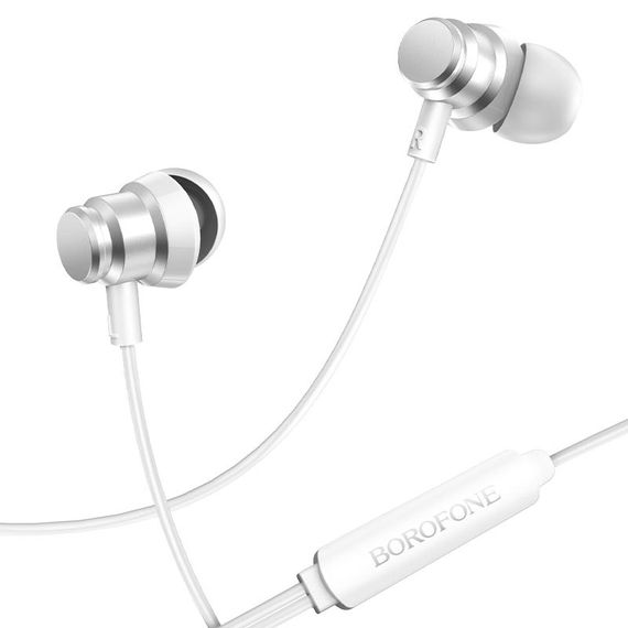 Наушники Borofone BM62 Prosperity universal (3.5mm/1.2m) Moonlight silver | Зображення 1