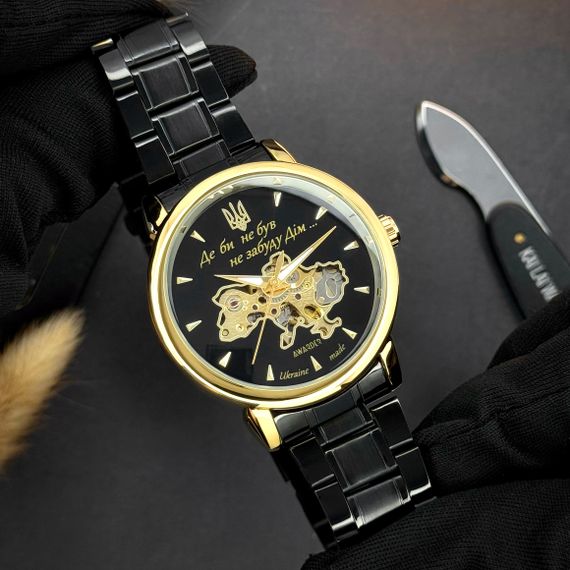 Годинник наручний Awarder 022-3D Black-Gold Automatics Steel Не Забуду Дім | Зображення 6
