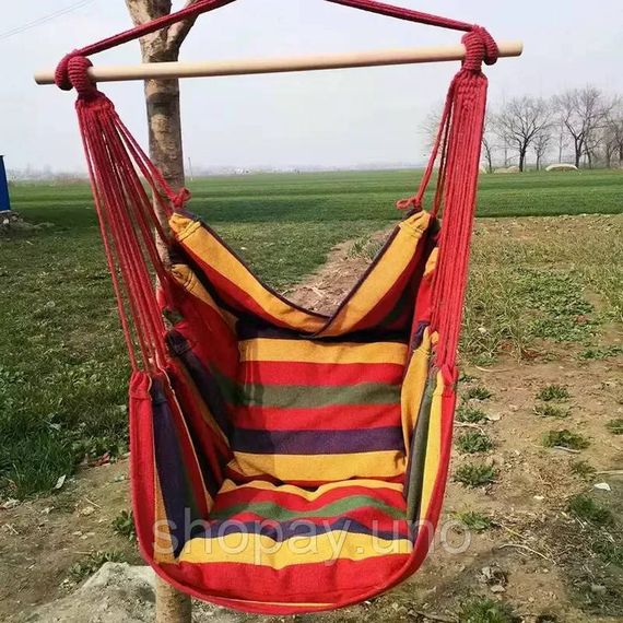 Підвісне крісло-гамак різнокольорове з 2 подушками • Міцне крісло для відпочинку, сну, дачі, саду, кемпінгу та відкритого повітря | Зображення 2