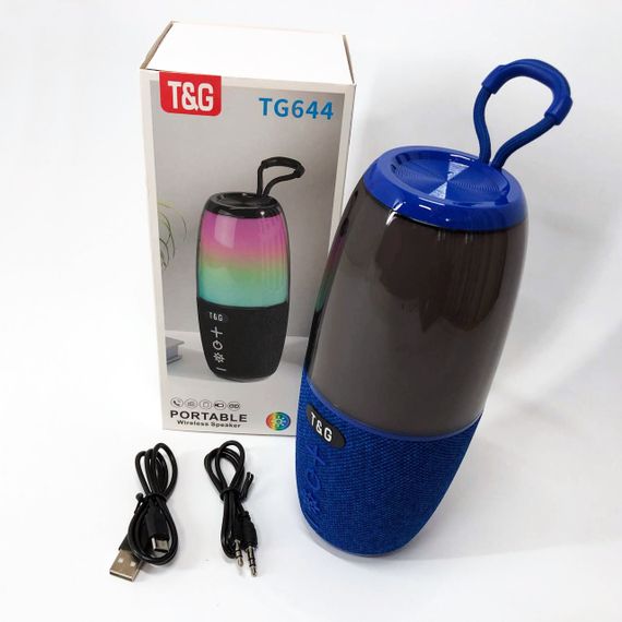 Портативна колонка TG644 5W з RGB підсвічуванням та ремінцем, музичні колонки для вулиці. Колір: синій | Зображення 8