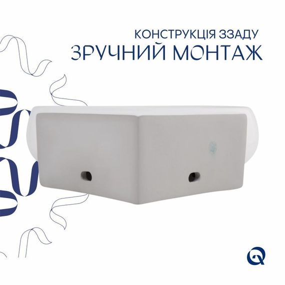 Комплект Qtap Leo N: Раковина підвісна угловая овальна 380x360x130 мм WHITE + Донний клапан PU02O | Зображення 4