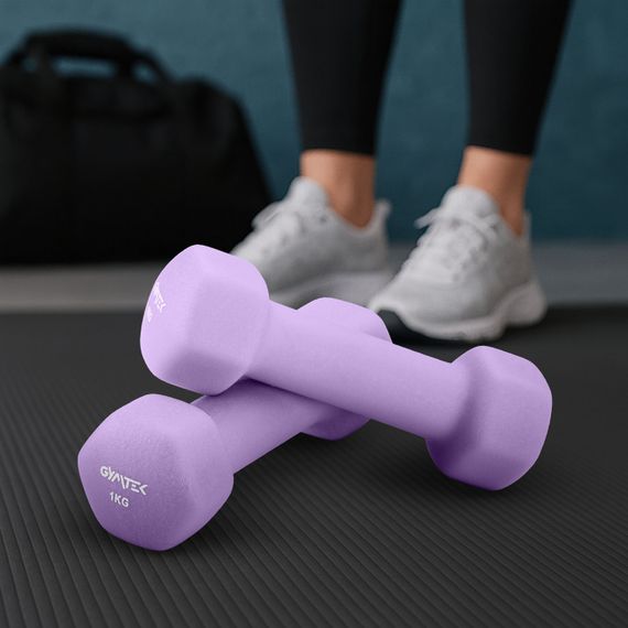 Гантелі для фітнесу неопренові Gymtek Hex 2х1кг лавандовий | Зображення 2