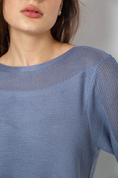 Кофта жіноча з манжетами, колір джинс, 244R999 | Зображення 4