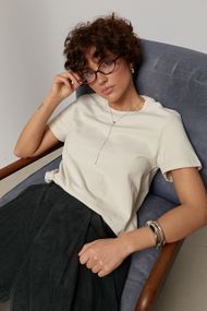 Однотонна трикотажна футболка - бежевий цвет, ONE SIZE (є розміри)