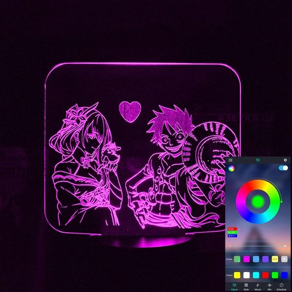 Акриловый светильник-ночник управление с телефона Луффи и Райдэн tty-n002038