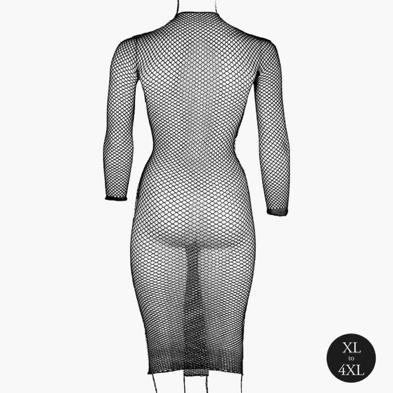 Жіноча довга сукня з сітчастою структурою та коміром-гольф Le Desir Long Dress Fishnet, чорна Sex Aura | Зображення 2