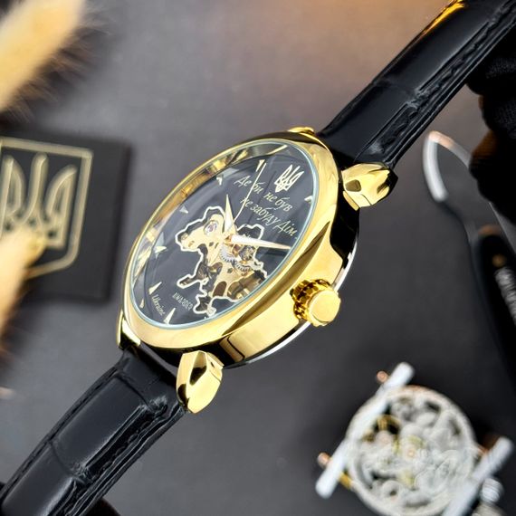 Класичний чоловічий годинник Awarder 022-3D Не Забуду Дім Gold-Black | Зображення 7