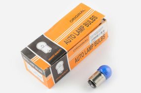 Лампа S25 (двохконтактна) 12 V 10 W/5 W (стоп, габарит) (синя) ORANGE BOX
