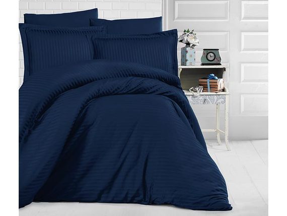 Постільна білизна Clasy Stripe Satin 200х220 Lacivert