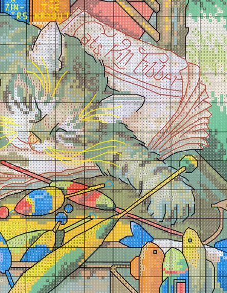 Набор для вышивания крестиком по нанесённой на канву схеме "Sweet dream cat". AIDA 14CT printed, 54*48 см | Зображення 4