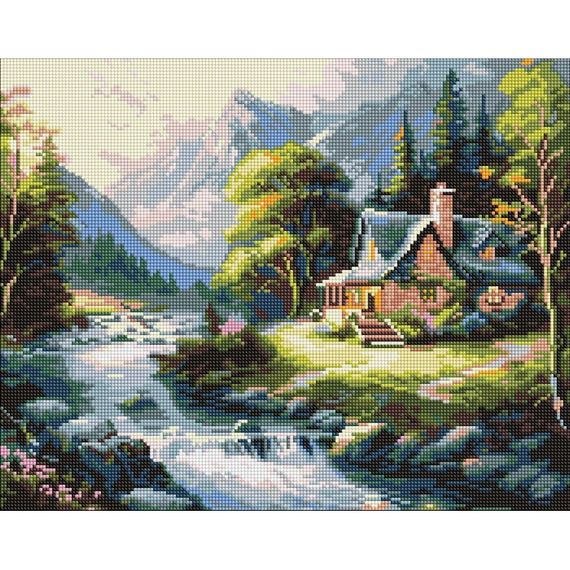Алмазная мозаика "Домик в горах" ©art_selena_ua AMO20002, 40х50 см