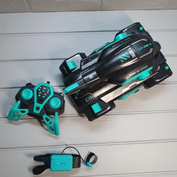 Танк всюдихід на радіокеруванні, що стріляє водяними кульками (чорний із синім)   знижка | Зображення 3