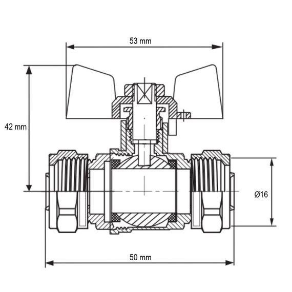 Кран шаровой Koer Wing 16x16 (KR.353) (LL1657) | Зображення 1