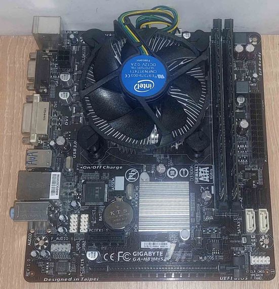 Комплект: Материнская плата Gigabyte GA-H81M-S2V / Intel Core i5-4440 (4 ядра по 3.1 - 3.3 GHz) / 8 GB DDR3 / Intel HD Graphics 2500 / Socket LGA1155 / Кулер б/у | Зображення 1