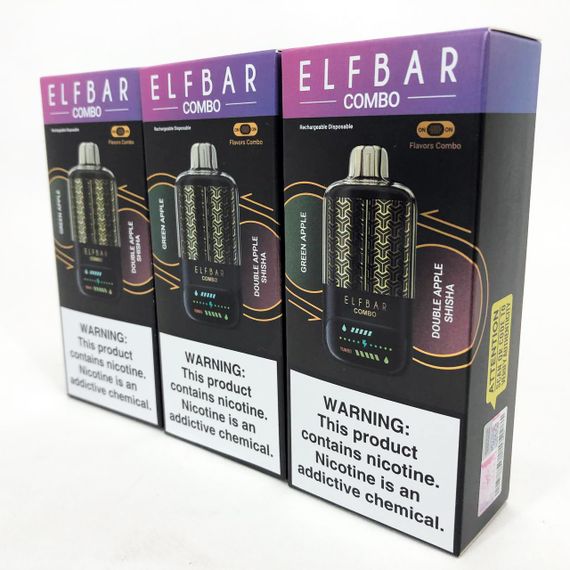 ELF BAR COMBO 25000. Переключение вкусов. Яблоко / Анисовое Яблоко (Green Apple / Double Apple Shisha) | Зображення 1