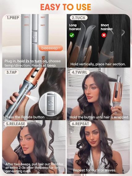 Автоматичний стайлер Sheglam Hair Curler Bella для завивки волосся / Плойка для локонів 3 режими 170–210°C | Зображення 3