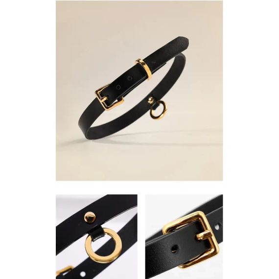 Тонкий нашийник (чокер) з італійської шкіри, чорного кольору, Thin UPKO sexstyle | Зображення 4