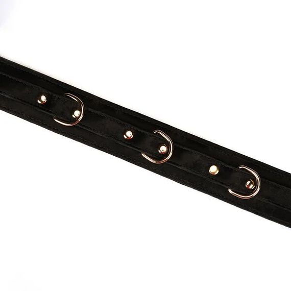 Нашийник з повідцем Liebe Seele Boudoir Amor Collar with Leash Black, три кільця | Зображення 3
