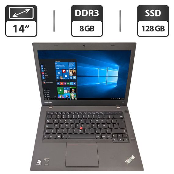 Ноутбук Lenovo ThinkPad T440 / 14" (1600x900) TN / Intel Core i5-4300U (2 (4) ядра по 1.9 - 2.9 GHz) / 8 GB DDR3 / 128 GB SSD / Intel HD Graphics 4400 / WebCam б/в