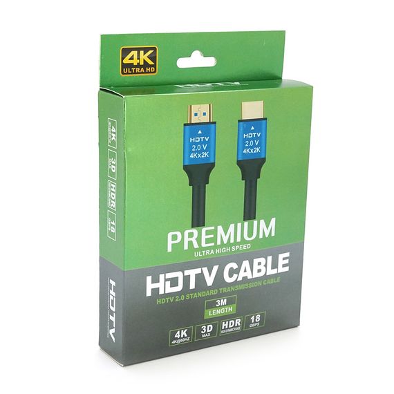 Кабель Merlion HDMI-HDMI 4Kx2K Ultra HD, 3.0m, v2.0, круглий Black, Blister-box | Зображення 1