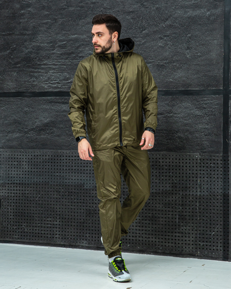 Мужской спортивный костюм из плащевки штаны и ветровка, BD0030 цвет хаки, размер L | Зображення 2