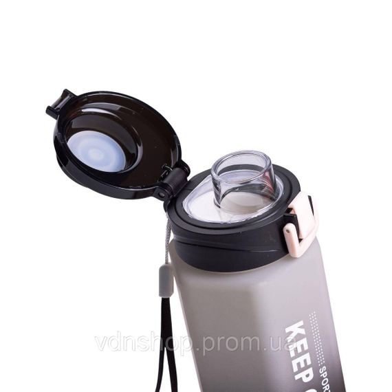 Бутылка для воды 650 мл бутылочка с поилкой для спорта и школы 23 см Keep Going Черная HP-14-47B | Зображення 2