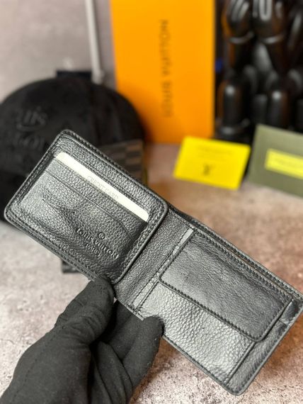 Кожанный кошелек Louis Vuitton Monogram Leather Black kk019 | Зображення 1