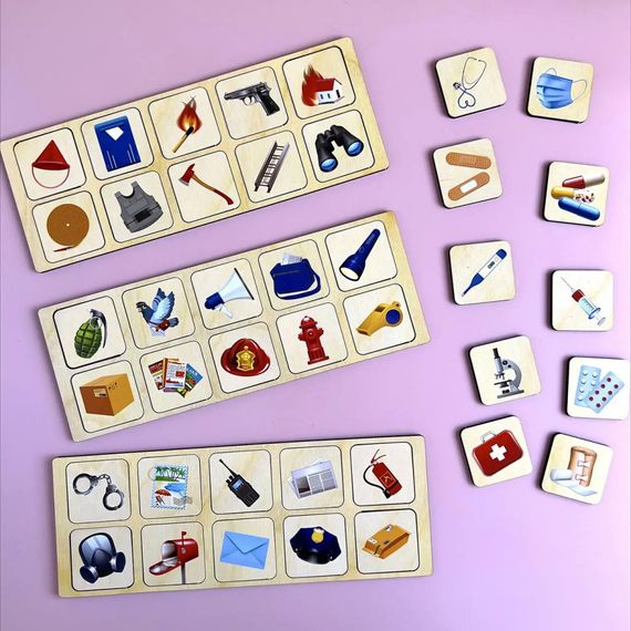 Дерев'яна настільна гра "Службовий транспорт" Ubumblebees (ПСФ027) PSF027 сортер-комодик | Зображення 5