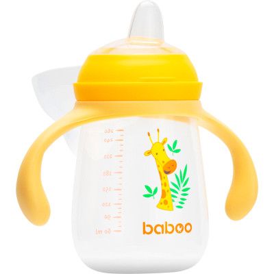Поильник-непроливайка Baboo с силиконовым носиком, 260 мл, 6+ мес (Safari/желтая) (8-120)